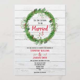 Season to be Married   Rustic Wood Winter Wedding Invitation
