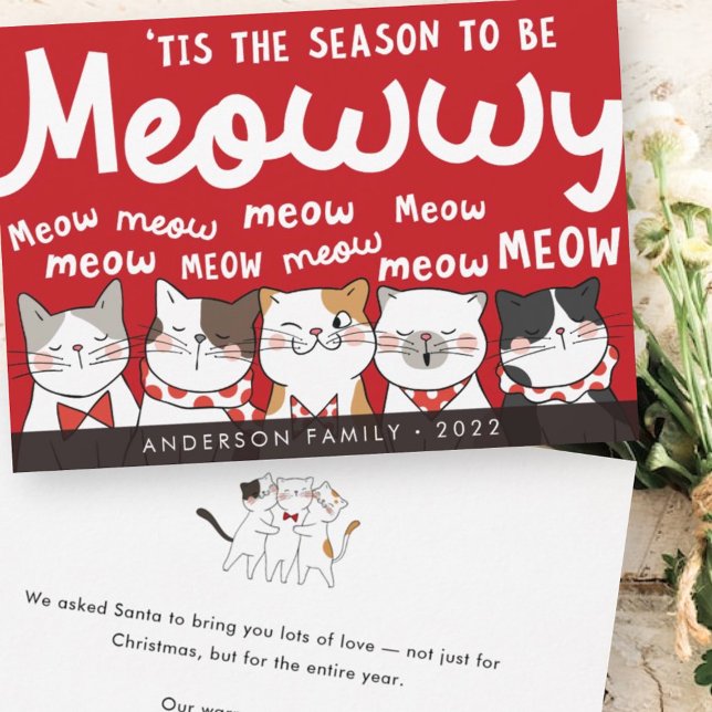 Season to be Meowwy Funny Cute Cats Caroling Holiday Card (Creator Uploaded)