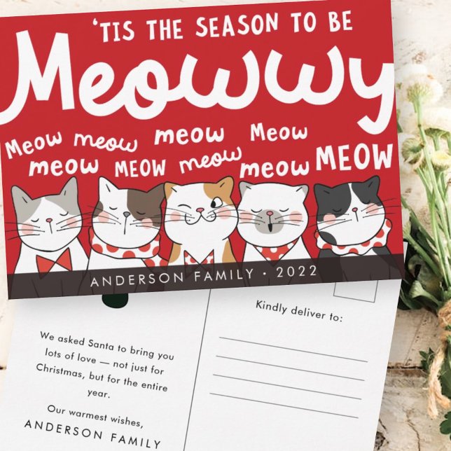 Season to be Meowwy Funny Cute Cats Caroling Postcard (Creator Uploaded)