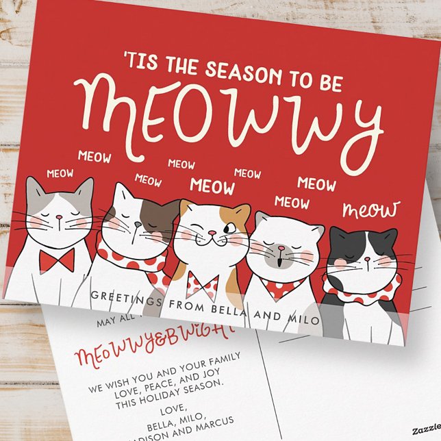 Season to be Meowwy | Funny Holiday Greeting Postcard (Creator Uploaded)