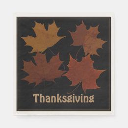 Seasonal 4 Autumn Leaves Thanksgiving Custom Text Napkin