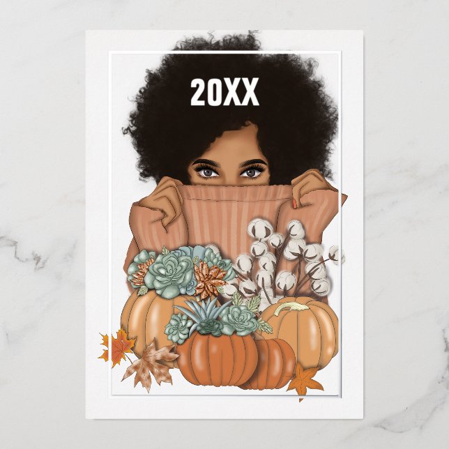 Seasonal Autumn - Fall Foil Holiday Card (Front)