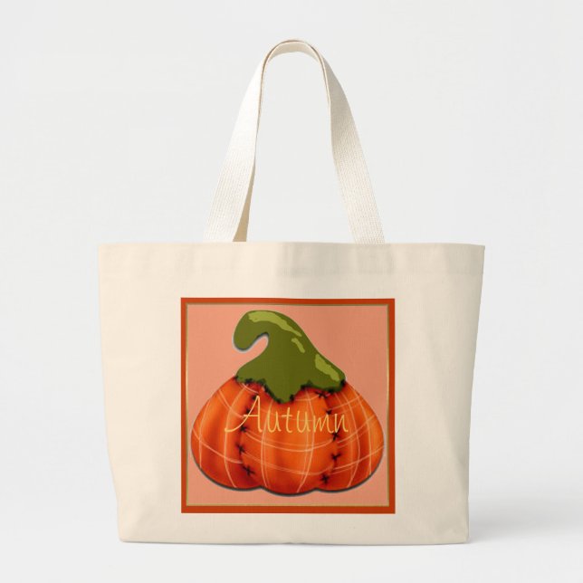 “Seasonal Autumn Pumpkin Large Tote Bag (Front)
