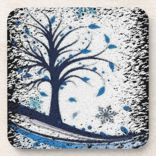 Seasonal Blue Cork Coasters