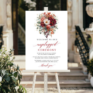 Seasonal Burgundy Eucalyptus Unplugged Ceremony Poster