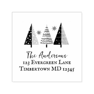 Seasonal Christmas Tree Holiday Return Address Self-inking Stamp