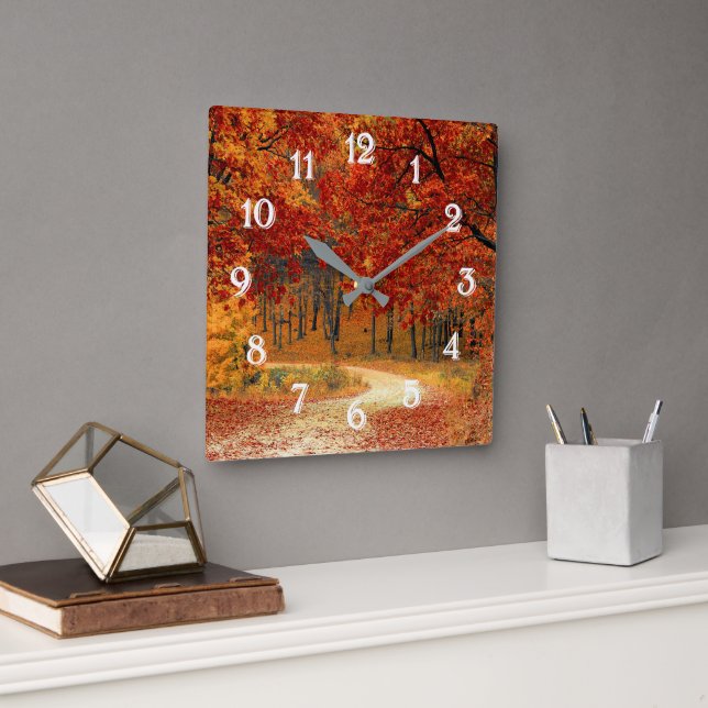 Seasonal colours of Autumn Square Wall Clock (Office)