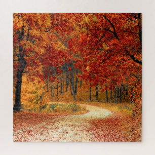 Seasonal colours of Autumn Throw Pillow Jigsaw Puzzle