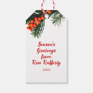Seasonal Company Pine Branch Berries Custom Gift Tags