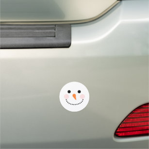 Seasonal Cute Snowman Face Car Magnet