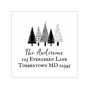 Seasonal Evergreen Tree Holiday Return Address Self-inking Stamp