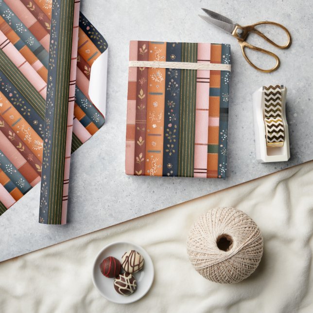 Seasonal Fall Book Spines Wrapping Paper (Crafts)
