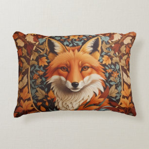 Seasonal Fall Leaves Red Fox Face Decorative Cushion