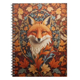 Seasonal Fall Leaves Red Fox Face Notebook