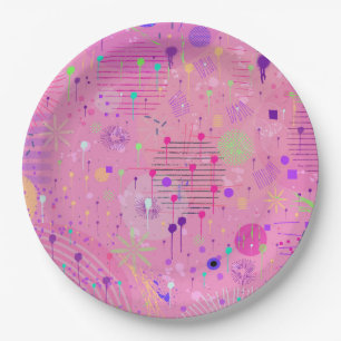 Seasonal Fruit Salad: Abstract Painting Paper Plate
