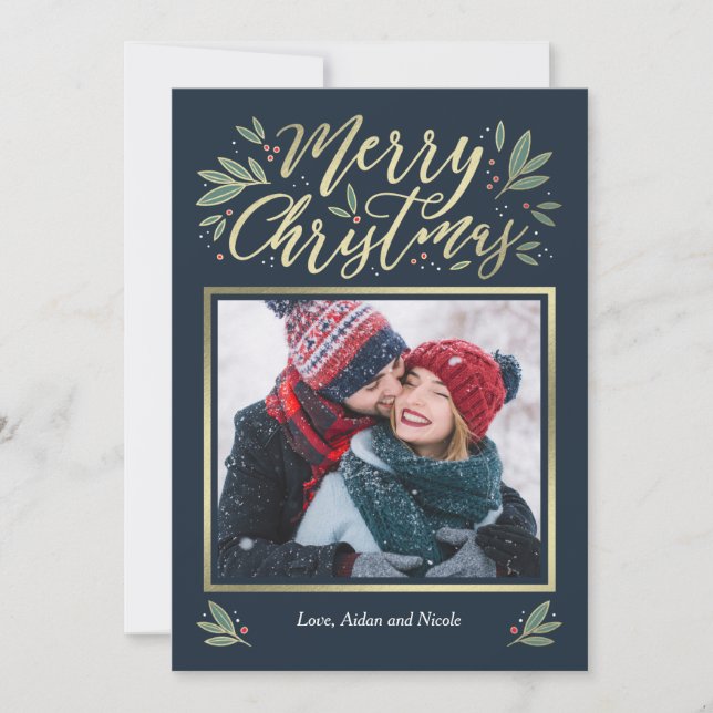 Seasonal Glow Editable Colour Christmas Card (Front)