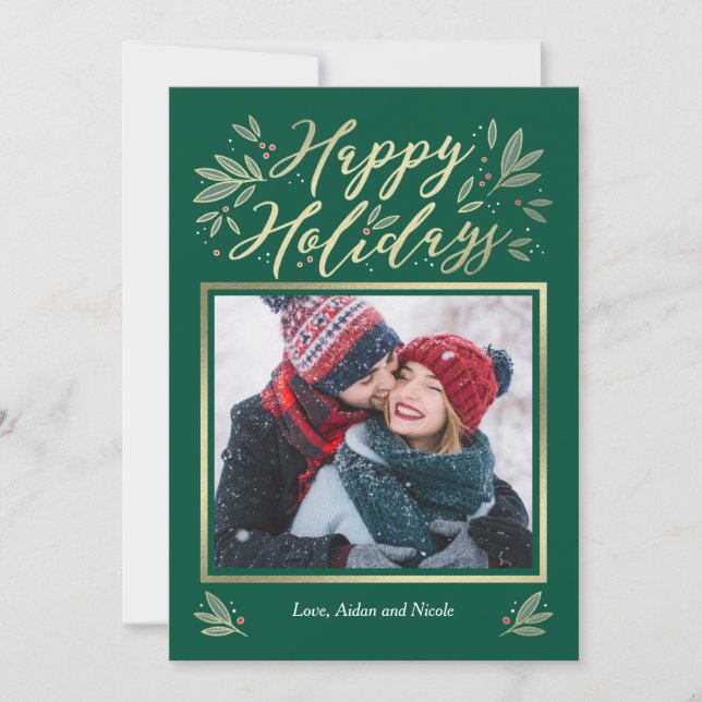 Seasonal Glow Editable Colour Holiday Card (Front)