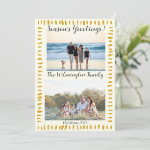 Seasonal Golden Tree Family Photo Christmas Flat Card