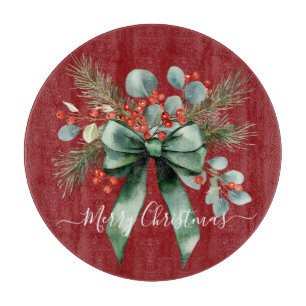 Seasonal Greenery with White Script  Cutting Board