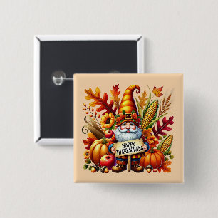 Seasonal Happy Thanksgiving gnome party 15 Cm Square Badge