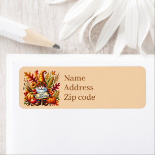 Seasonal Happy Thanksgiving gnome Return Address Label
