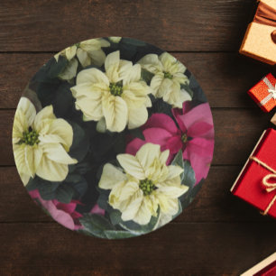 Seasonal Holidays Poinsettias Floral Paper Plate