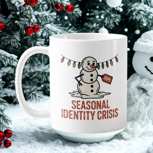 Seasonal Identity Crisis Xmas Melting Snowman Coffee Mug