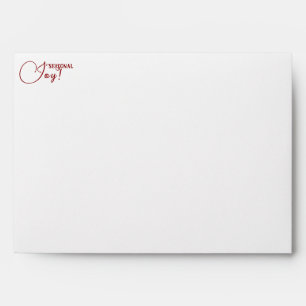 "Seasonal Joy" Decorative Script Red Green Tartan Envelope