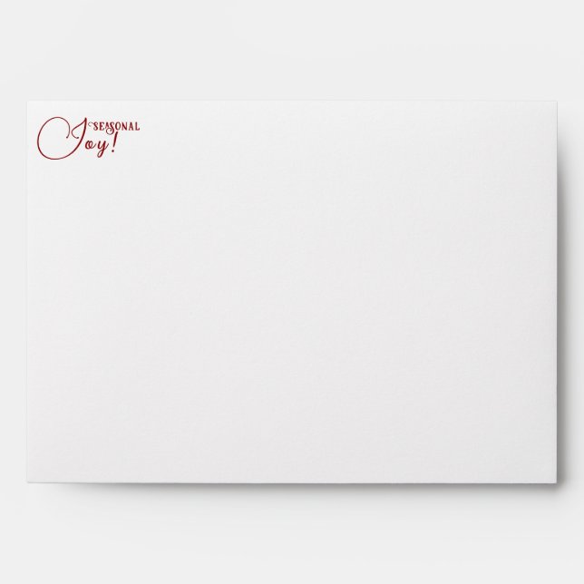 "Seasonal Joy" Decorative Script Red Green Tartan Envelope (Front)