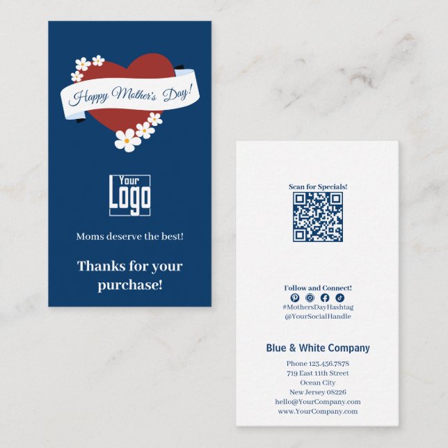 Seasonal Mother's Day Thanks for Your Purchase Business Card (Front/Back)