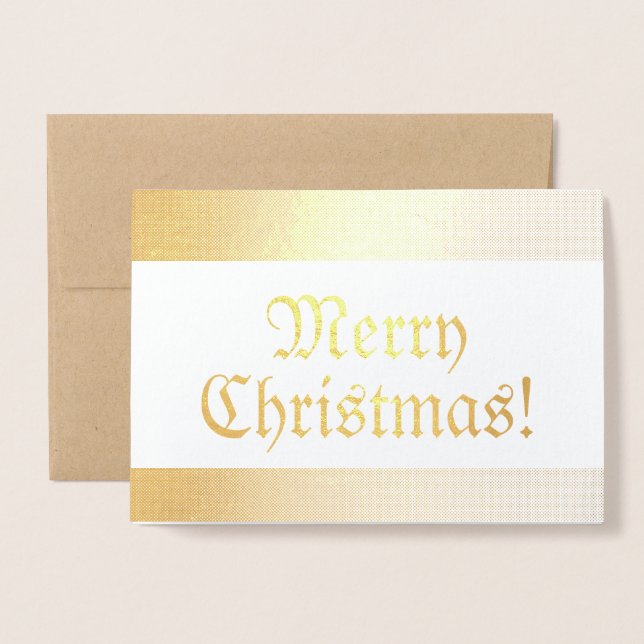 Seasonal Old Fashioned Shiny Merry Christmas Foil Card (Front With Envelope)