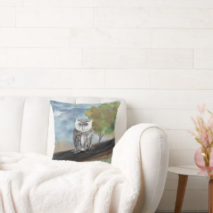Seasonal Owl Painting in Nature Wonders Cushion