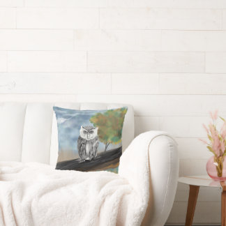 Seasonal Owl Painting in Nature Wonders Cushion