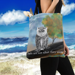 Seasonal Owl Painting in Nature Wonders Tote Bag