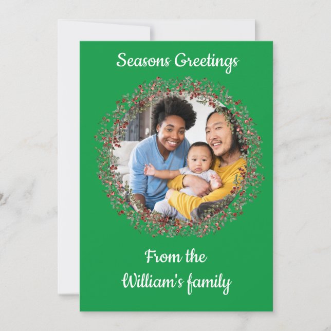 Seasonal Photo Family Christmas  Holiday Card (Front)