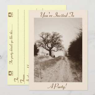 seasonal photo of atmospheric winter snow scene invitation