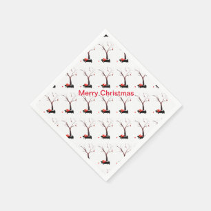 Seasonal Scottie Dog Art and Robins Napkin