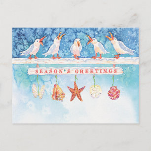 Seasonal Seagulls Holiday Postcard