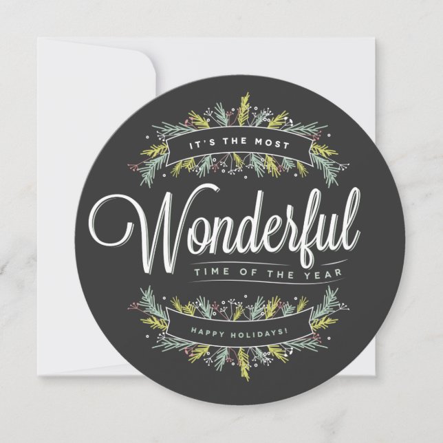 Seasonal Sprigs Round Holiday Photo Card (Front)