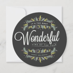 Seasonal Sprigs Round Holiday Photo Card