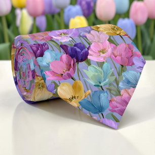 Seasonal Spring Tullip Floral Necktie Tie