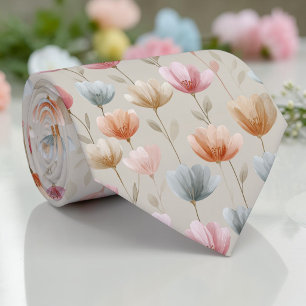 Seasonal Spring Tullip Floral Necktie Tie