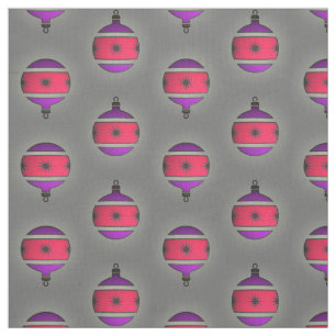 Seasonal Tree Ornaments Christmas Decor on Grey Fabric