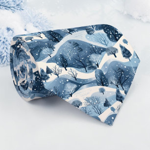 Seasonal Winter Blue Pattern Necktie Tie