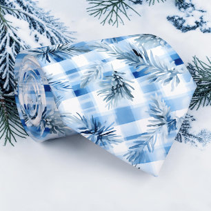 Seasonal Winter Plaid Light Blue Necktie Tie