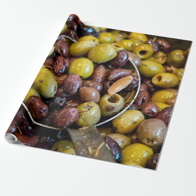Seasoned black and green olives wrapping paper (Unrolled)