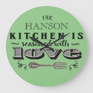 Seasoned with love custom kitchen design large clock