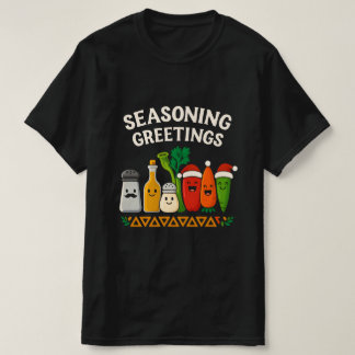 Seasoning Greetings Funny Chef Christmas Design T-Shirt