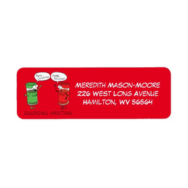 Seasonings Greetings Spices Return Address Label (Front)