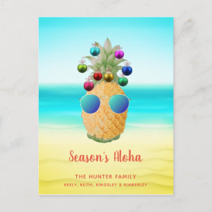 Season's Aloha Christmas Pineapple Postcard